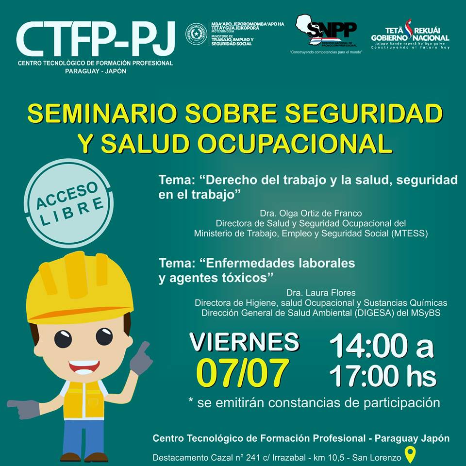 Reconocimiento escalar Paternal Seminario sobre Seguridad y Salud Ocupacional - CTFP PARAGUAY - JAPON